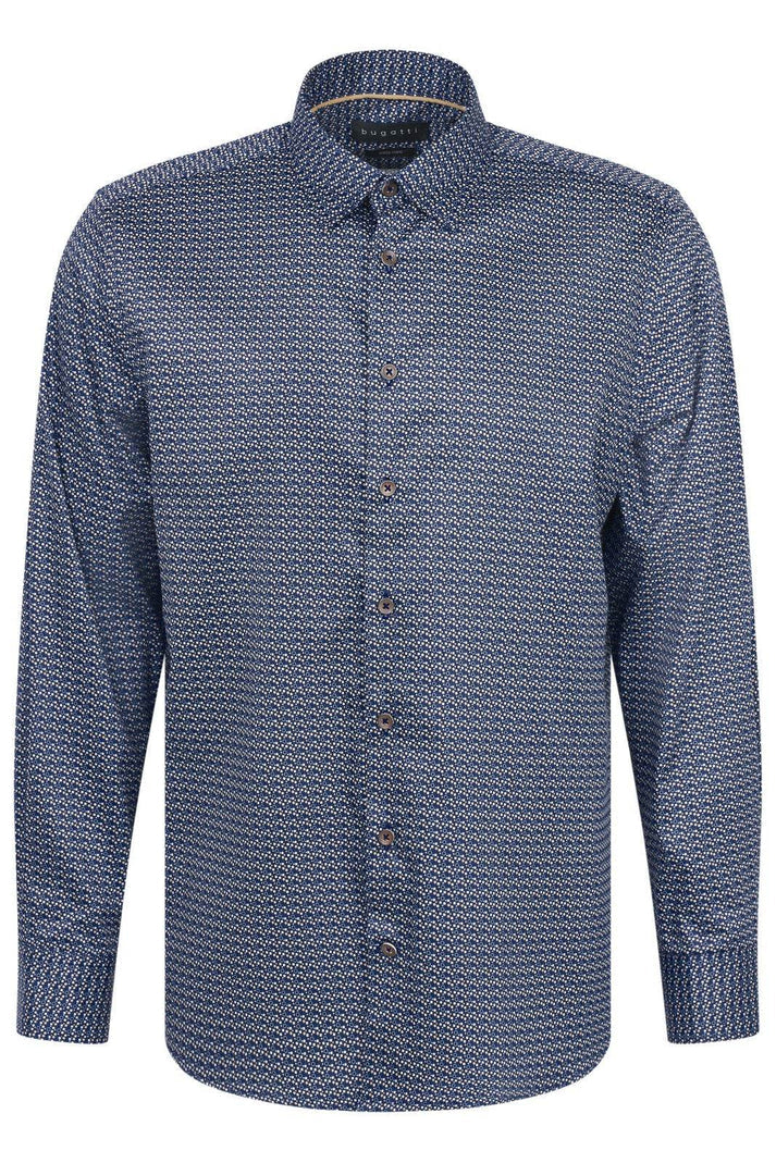 Bugatti 9750 78604C Mens Navy Long Sleeve Casual Shirt