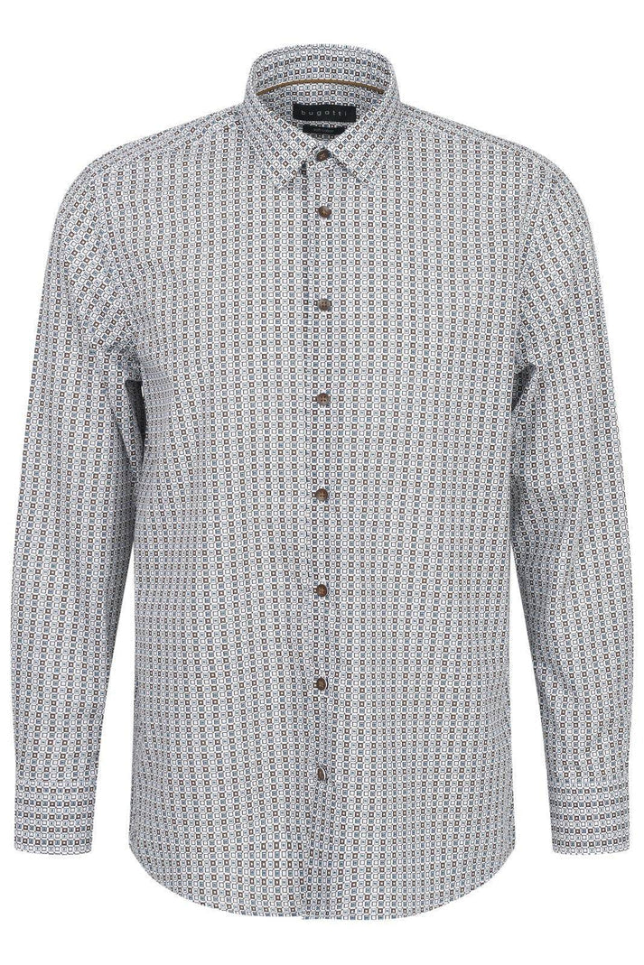 Bugatti 9750 78604C Mens Cognac Long Sleeve Casual Shirt