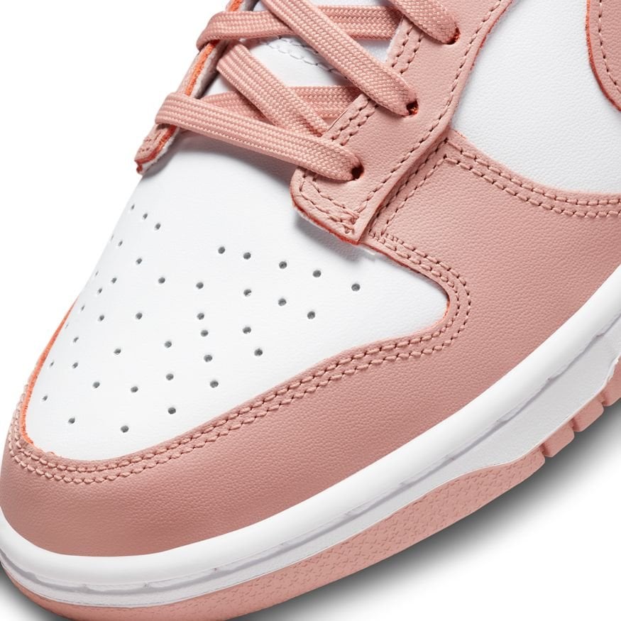 Nike Womens Dunk Low Sneakers In White/Rose Pink