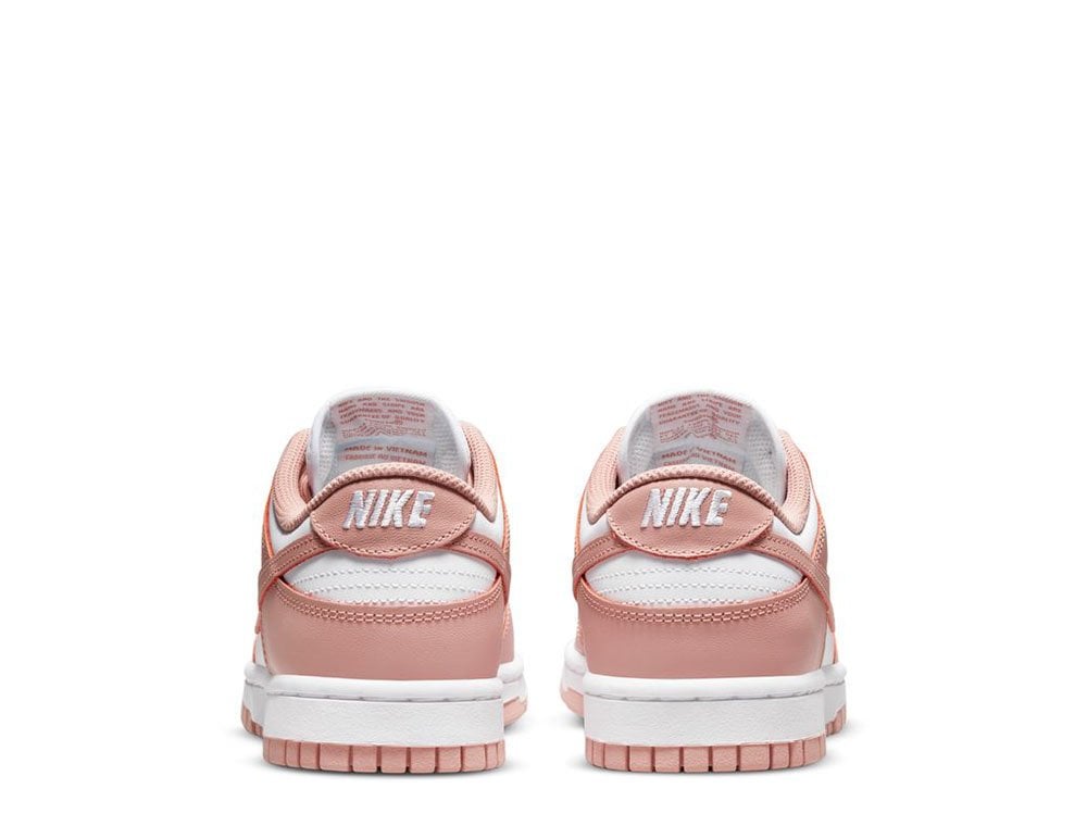 Nike Womens Dunk Low Sneakers In White/Rose Pink