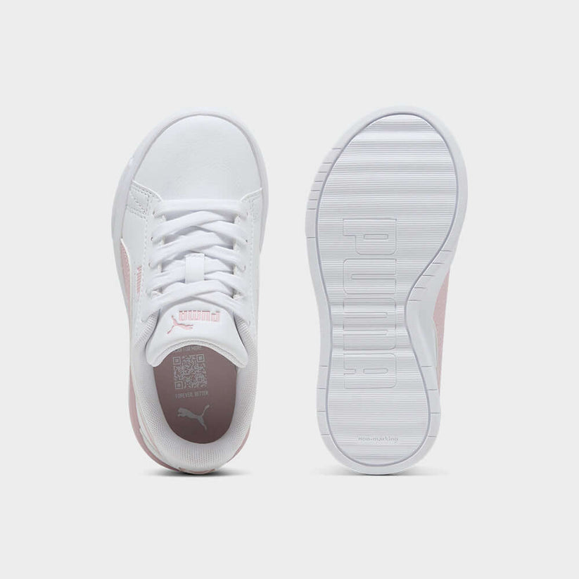 Puma Girls Jada Classic Junior Shoes In White & Pink