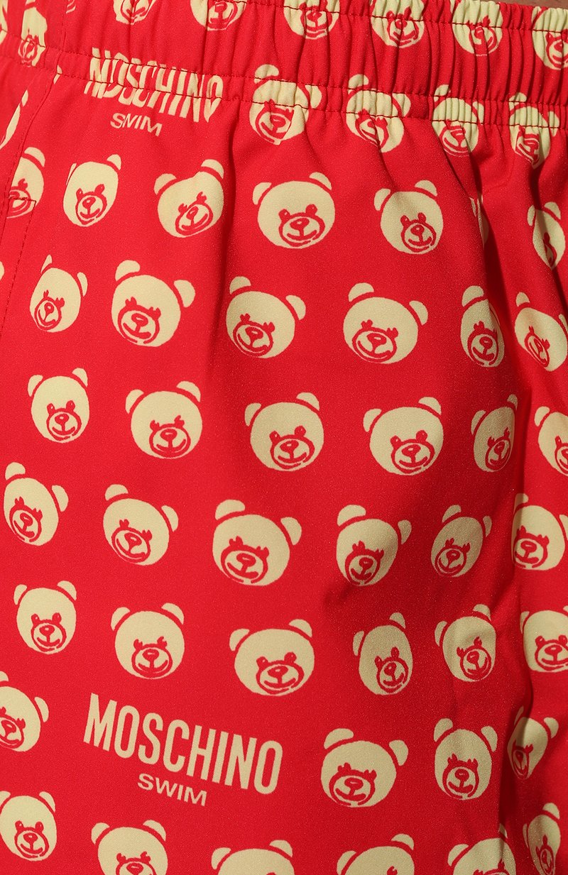 Moschino Mens Teddy Bear-Print Red Swim Shorts