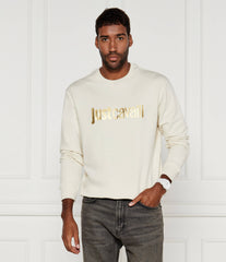 Just Cavalli Mens Cotton Fleece Sweatshirt In Off White