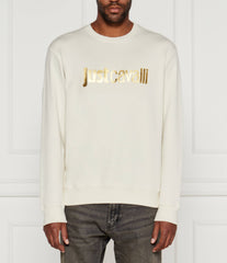 Just Cavalli Mens Cotton Fleece Sweatshirt In Off White