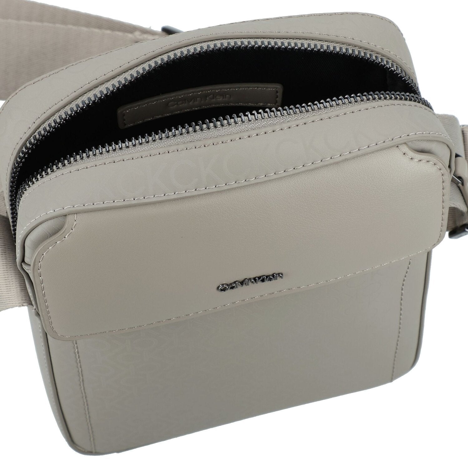 Calvin Klein Mens Sleek Reporter Mono Crossbody Bag In Light Brown