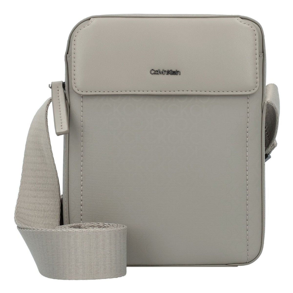 Calvin Klein Mens Sleek Reporter Mono Crossbody Bag In Light Brown