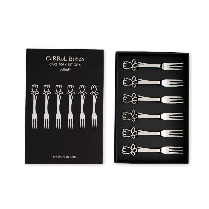 Carrol Boyes Cake Fork Set Of 6-Daffodil