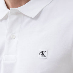 Calvin Klein Mens Embroidered Slim Golfer In White