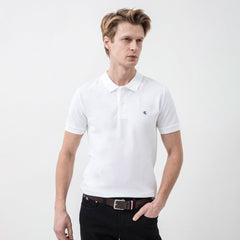 Calvin Klein Mens Embroidered Slim Golfer In White
