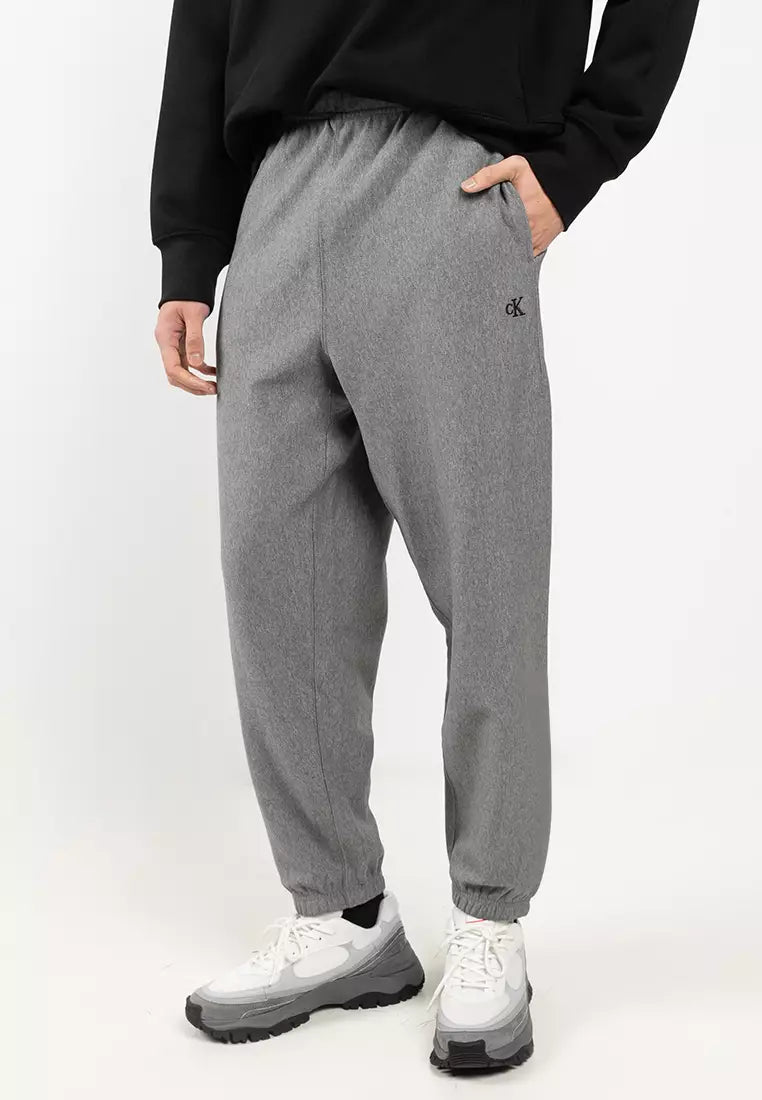Calvin Klein Mens Premium Terry Monogram Jogger In Medium Grey Heather