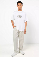 Calvin Klein Mens Tricolor Monologo Graphic T-Shirt In White