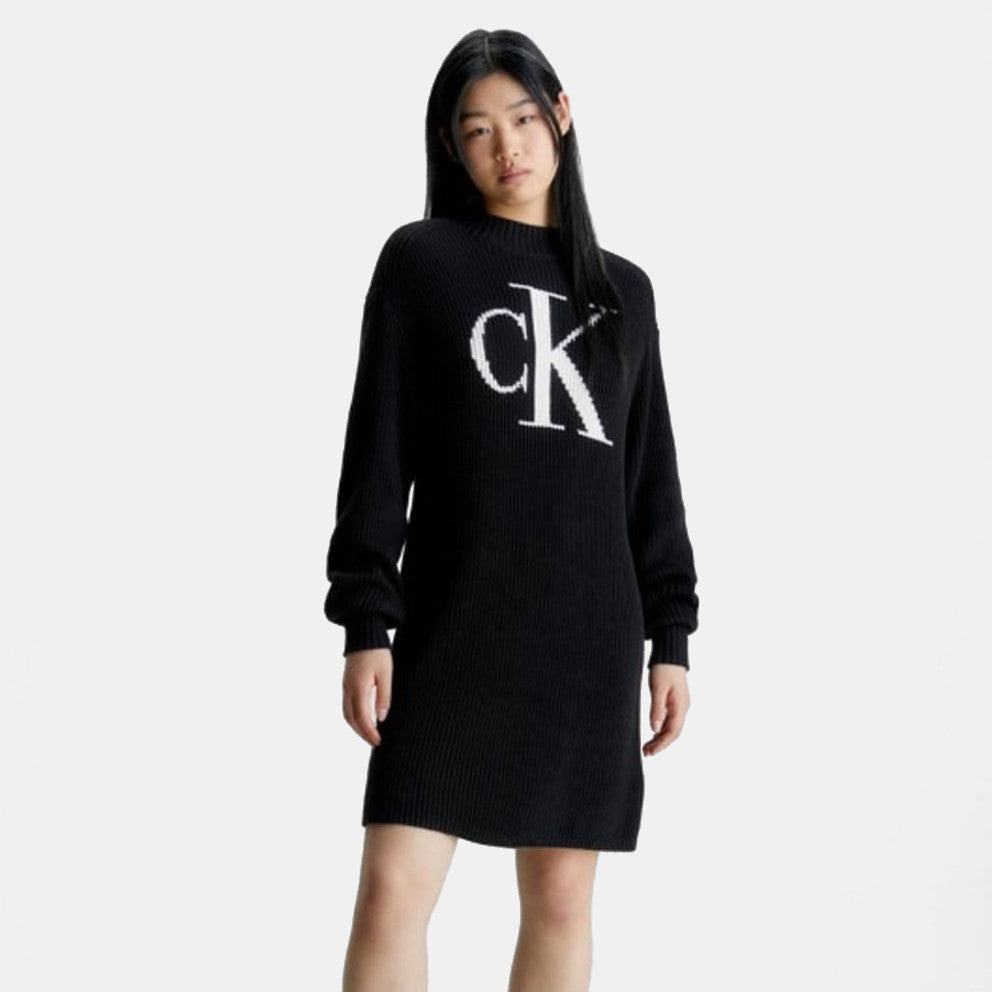 Calvin Klein Ck Intarsia Loose Sweater Dress Black