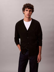 Calvin Klein Recycled Wool Comfort Cardigan In Black