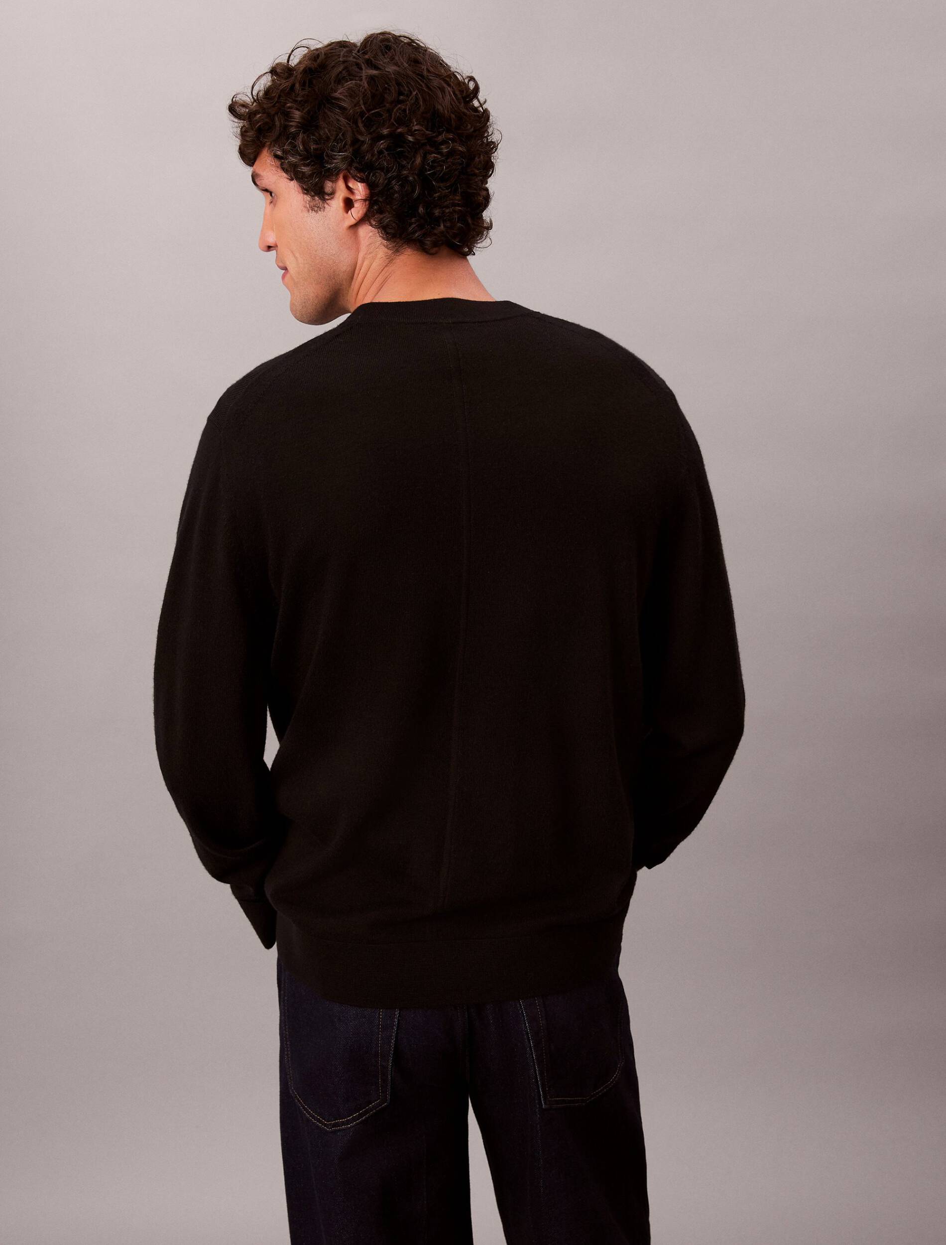 Calvin Klein Recycled Wool Comfort Cardigan In Black