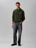 Calvin Klein Mens Terry Badge Hoodie In Dark Green
