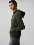 Calvin Klein Mens Terry Badge Hoodie In Dark Green