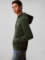 Calvin Klein Mens Terry Badge Hoodie In Dark Green