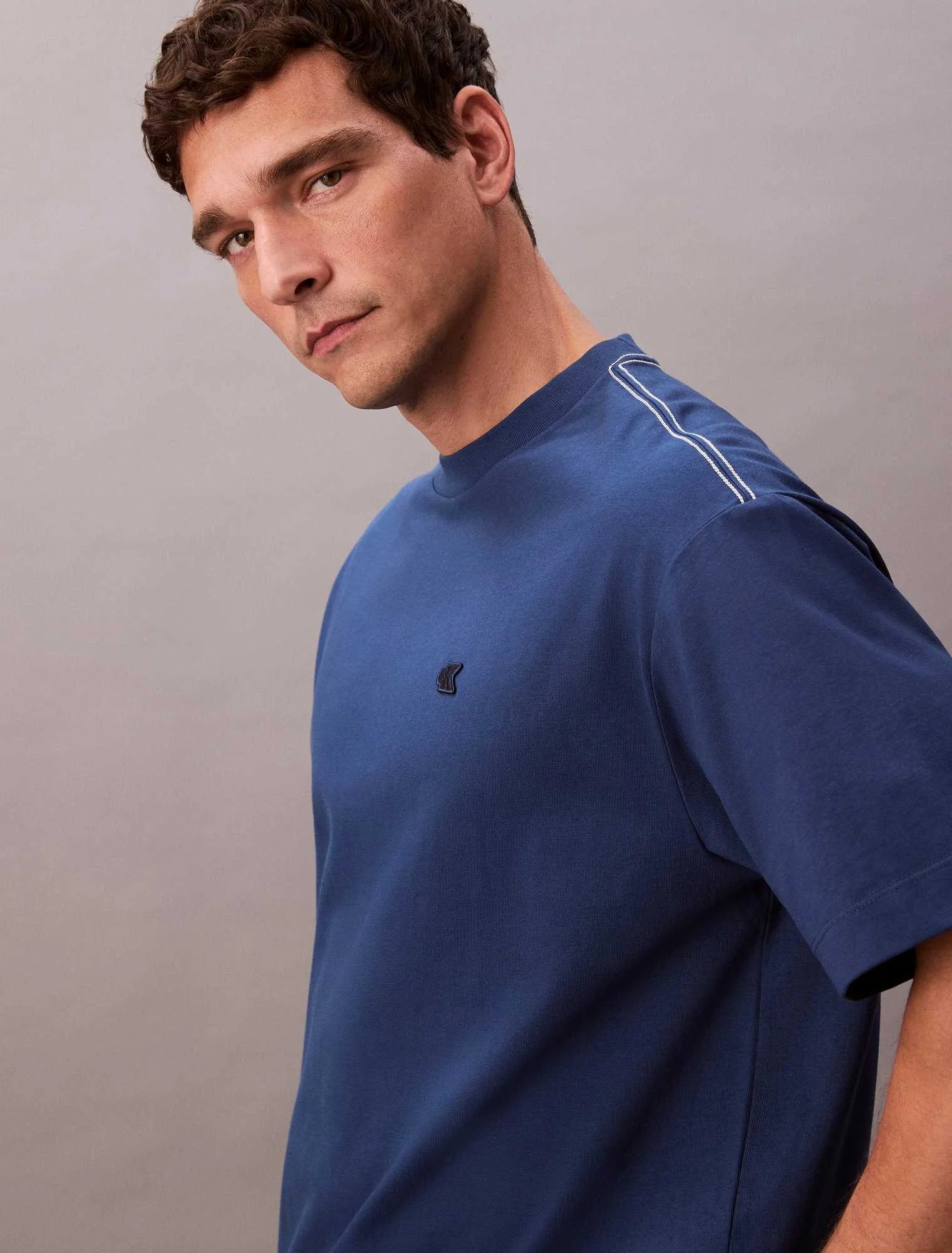 Calvin Klein Mens Topstich Embroidered Patch In Blue