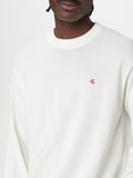 Calvin Klein Mens Cotton Crew Neck Sweatshirt In Off White