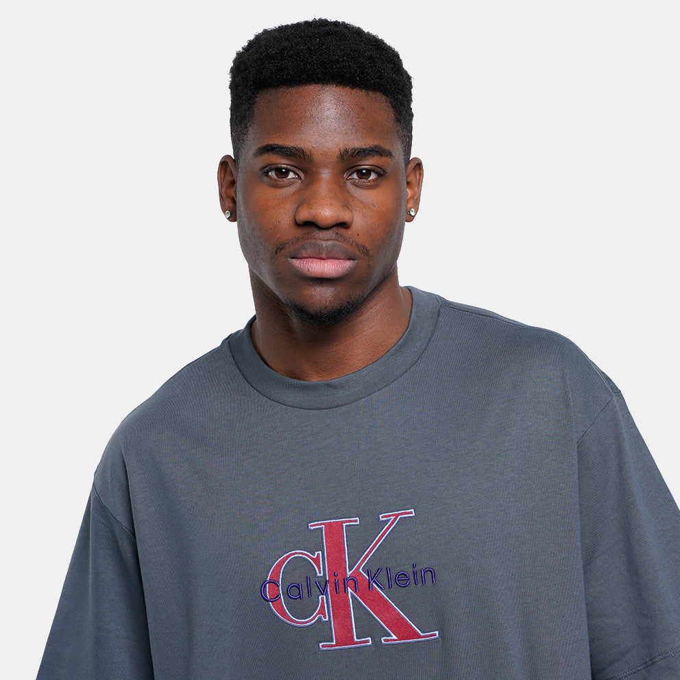 Calvin Klein Mens Tricolor Monologo Graphic T-Shirt In Charcoal