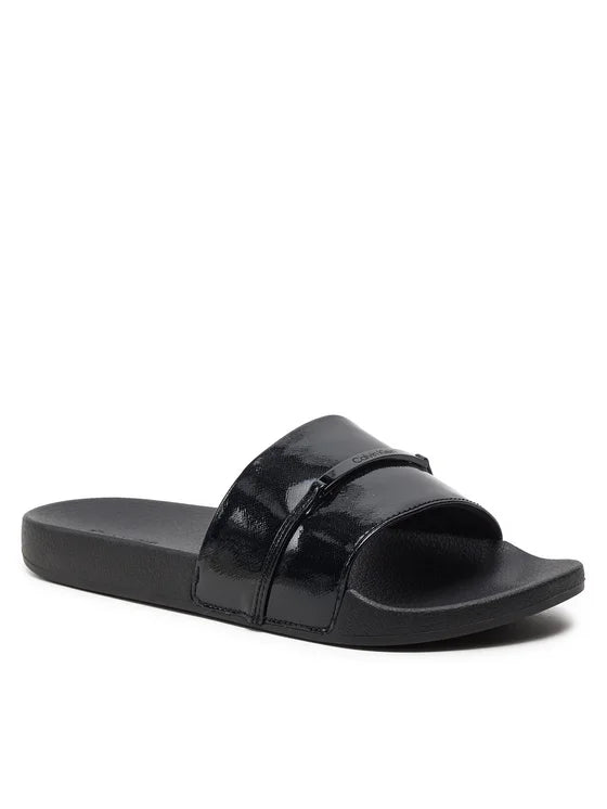 Calvin Klein Hw022350 Womens Ftw Metal Pool Slides Black