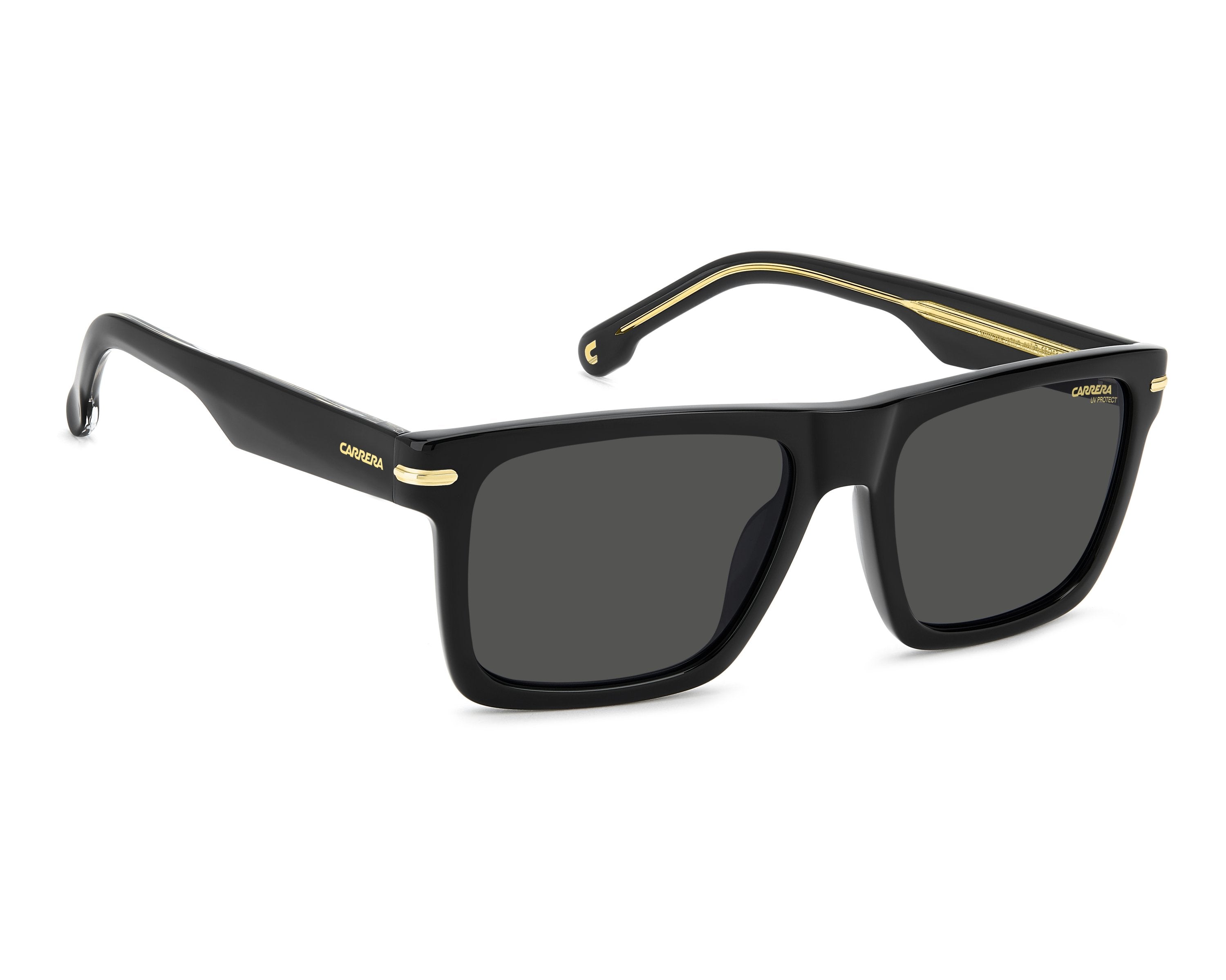 Carrera Rectangle Sunglasses In Black & Gold