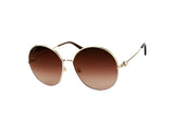 Cartier Plate Frame Sunglasses In Brown & Gold