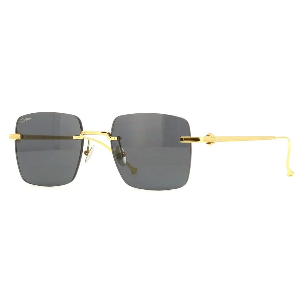Cartier Titanium Rimless Unisex Sunglasses In Gold & Grey