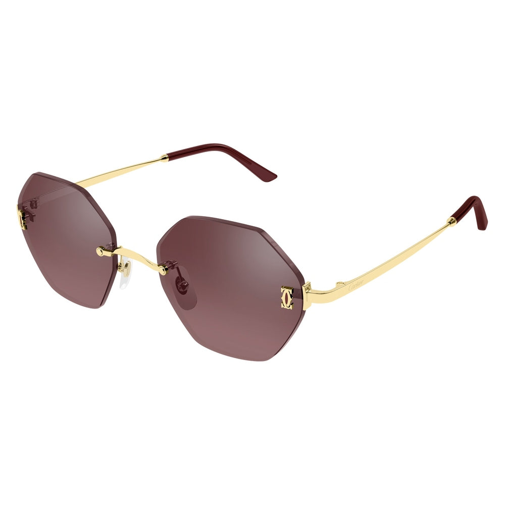 Cartier Core Range Womens Sunglasses In Burgundy & Gold