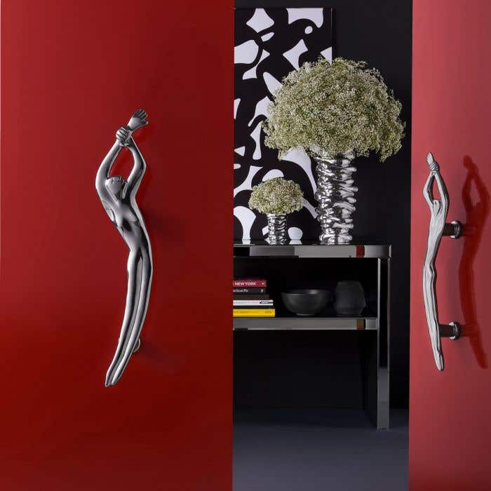 Carrol Boyes Front Door Handles Pair Woman/Man In Silver