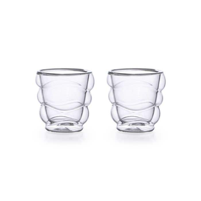 Carrol Boyes Wound Up Set of 2 Espresso Double Wall Mugs In Clear