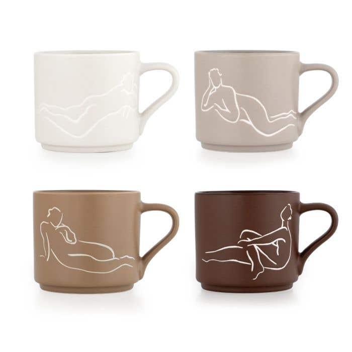 Carrol Boyes Luxe Loungers Set of 4 Stackable Mugs In Neutral
