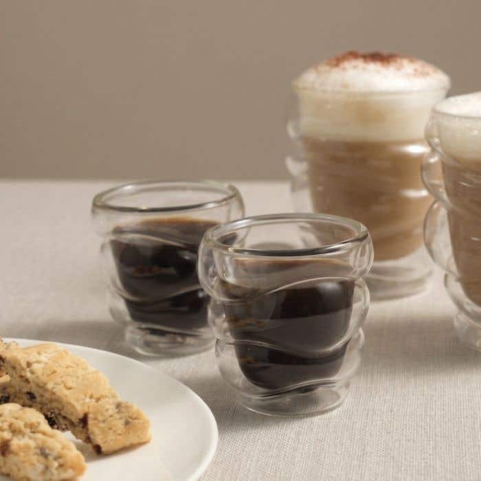 Carrol Boyes Wound Up Set of 2 Espresso Double Wall Mugs In Clear