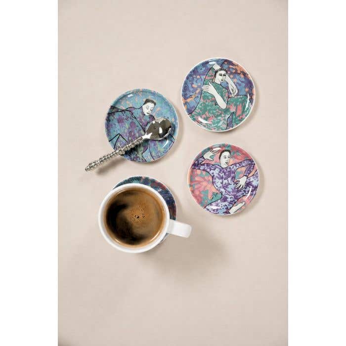 Carrol Boyes Dancing Girls Set Of 4 Rimmed Coasters In Blue