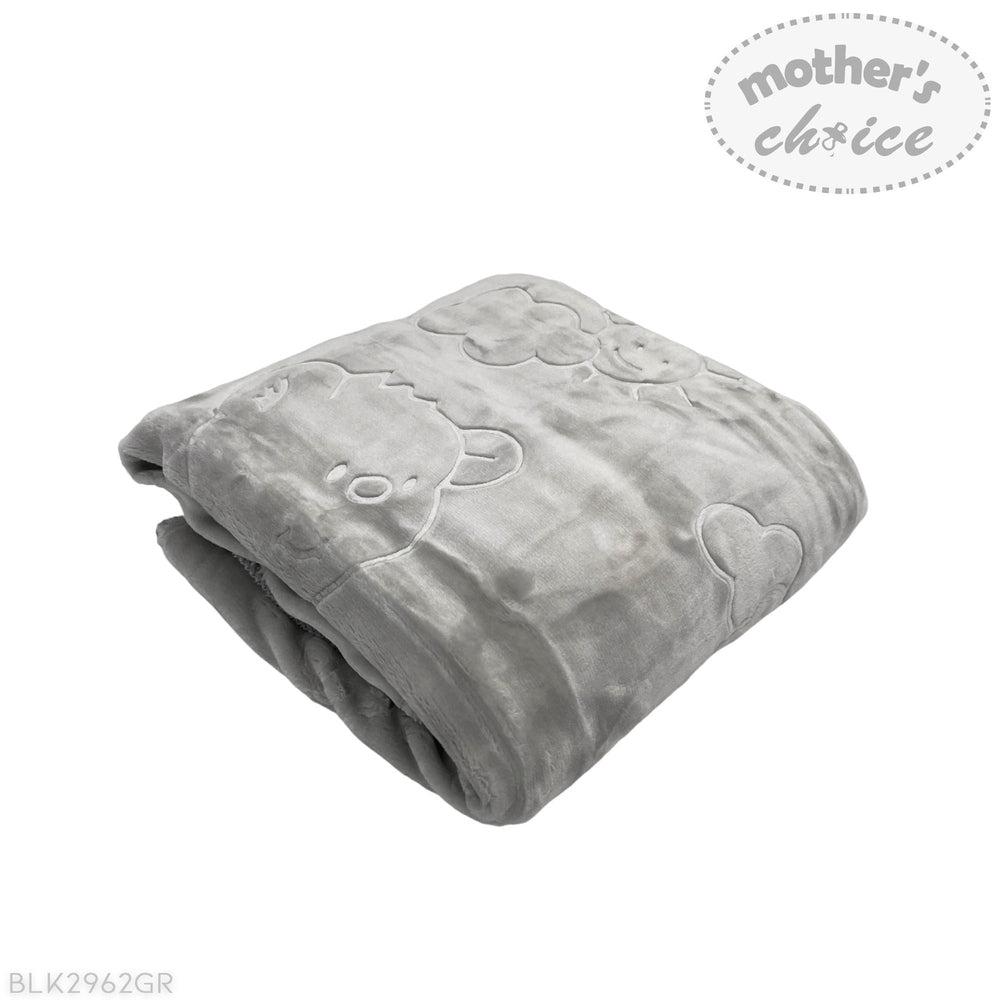 Mother's Choice Unisex Kiddies Baby Mink Blanket In Grey Bear