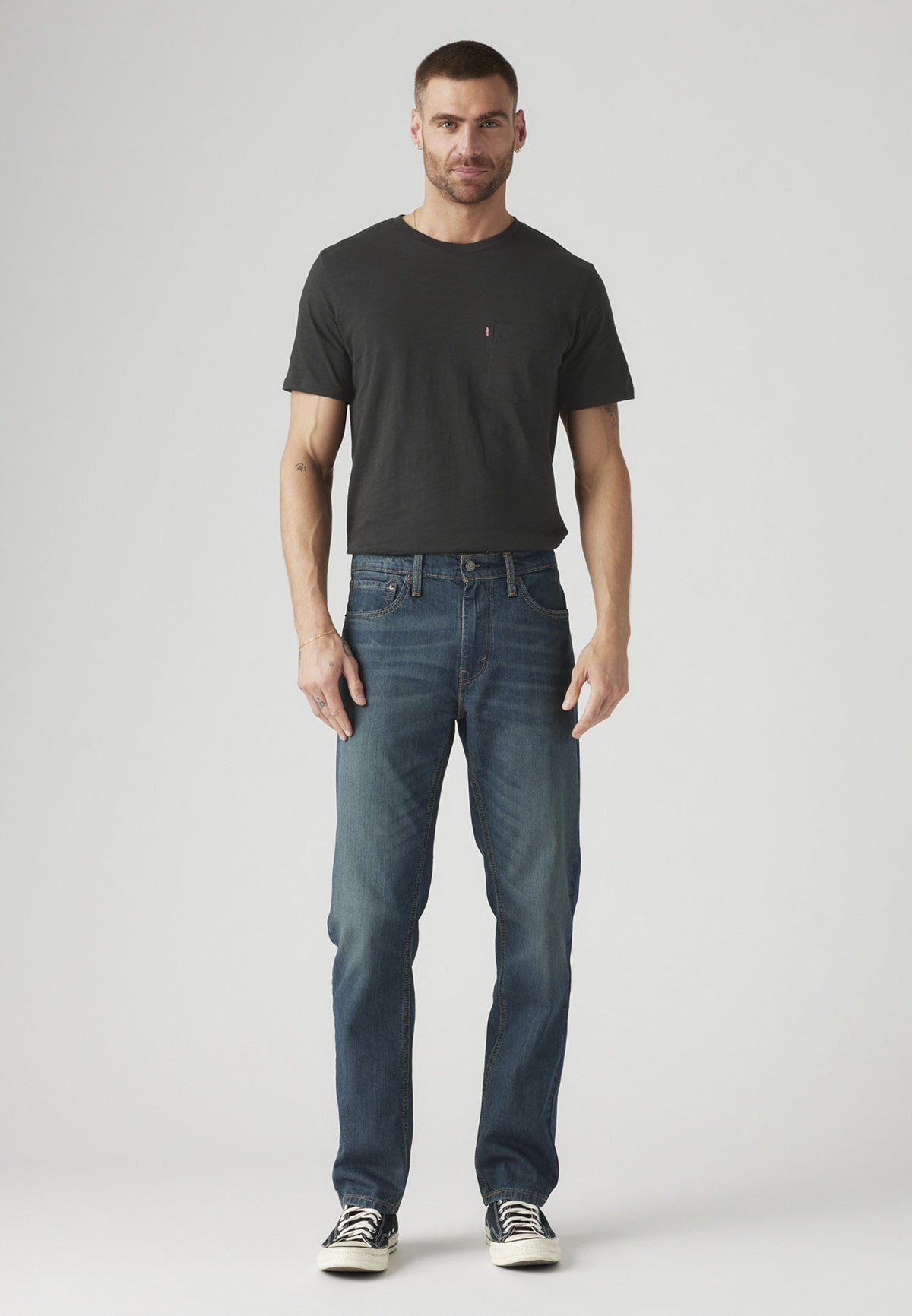 Levis Mens Athletic Taper Lost In Time Jeans In Navy