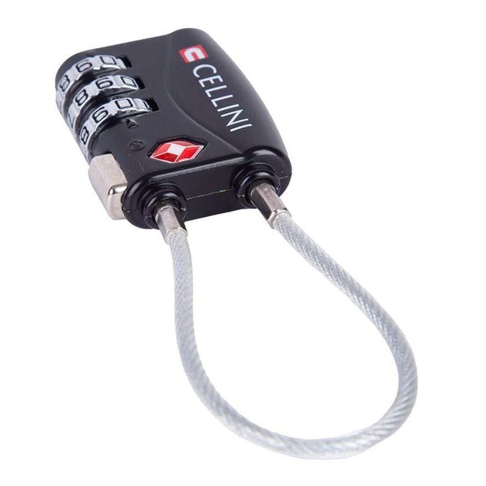 Cellini Accessories TSA 3 Dial Cable Lock In Black