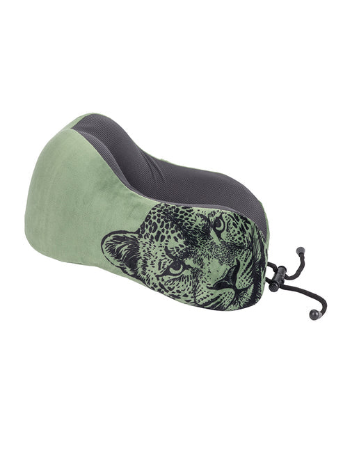 Cellini Travel Essentials Leopard Moulded Memory Foam Travel Pillow In Green