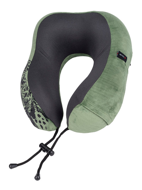 Cellini Travel Essentials Leopard Moulded Memory Foam Travel Pillow In Green