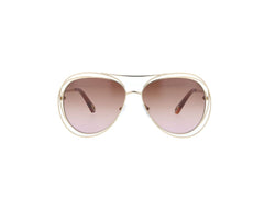 Chloe Womens Blue Mirror Aviator Sunglasses In Gold