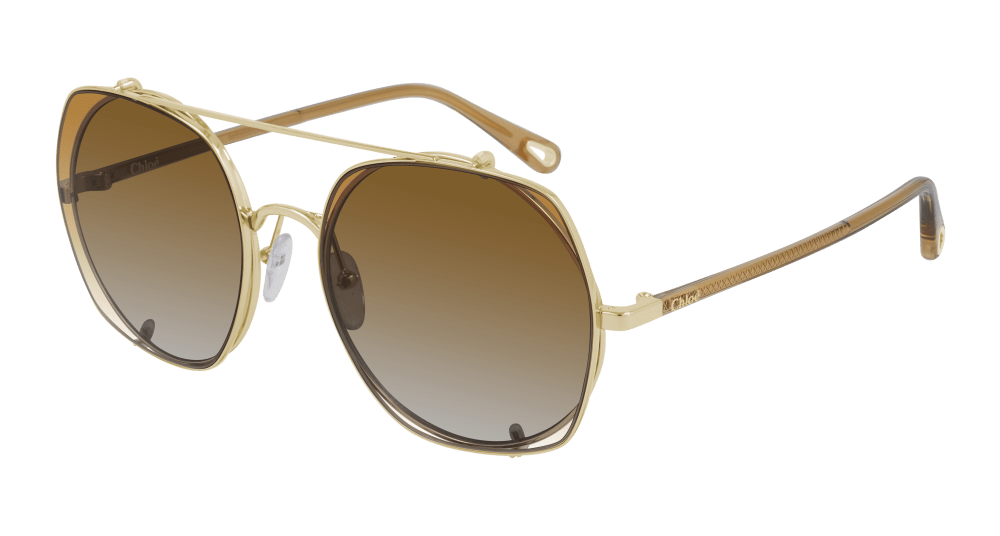 Chloe Sunglass Woman Gold Brown Orange CH0042S-003