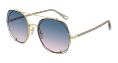 Chloe Sunglass Woman Gold Grey Light Blue CH0042S-002