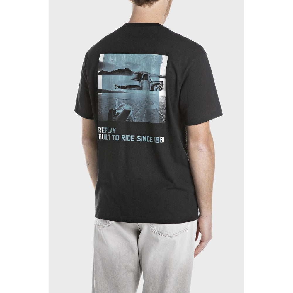 Replay Mens Relaxed Fit T-Shirt With Prints In Black