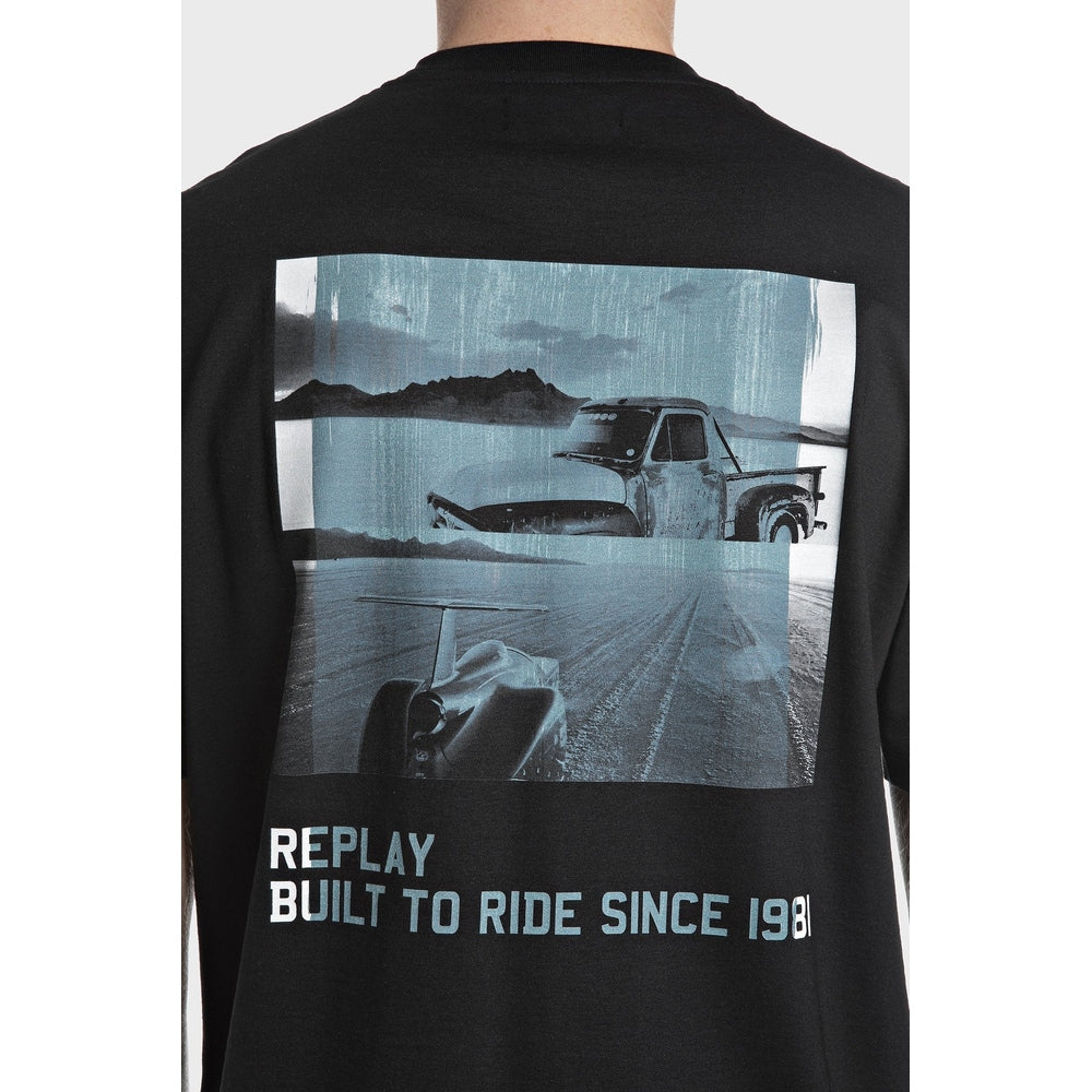 Replay Mens Relaxed Fit T-Shirt With Prints In Black