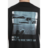 Replay Mens Relaxed Fit T-Shirt With Prints In Black