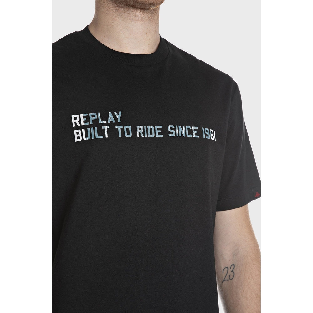 Replay Mens Relaxed Fit T-Shirt With Prints In Black