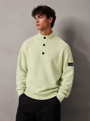 Calvin Klein Lycra Blend Button Quarter Zip In Lime