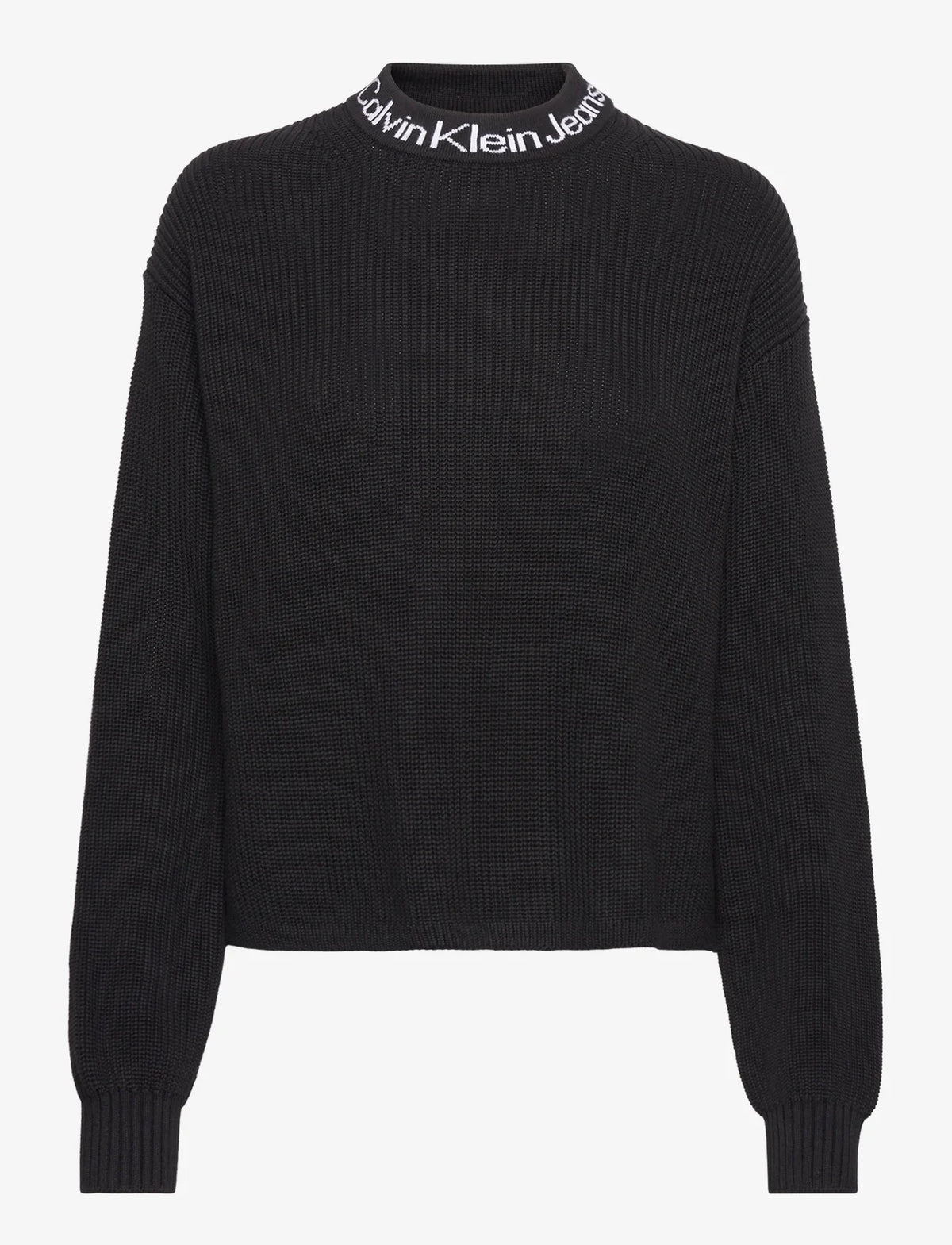 Calvin Klein Logo Intarsia Loose Sweater Black