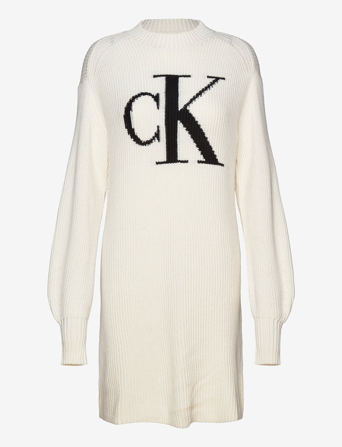 Calvin Klein Ntarsia Loose Sweater Dress Ivory