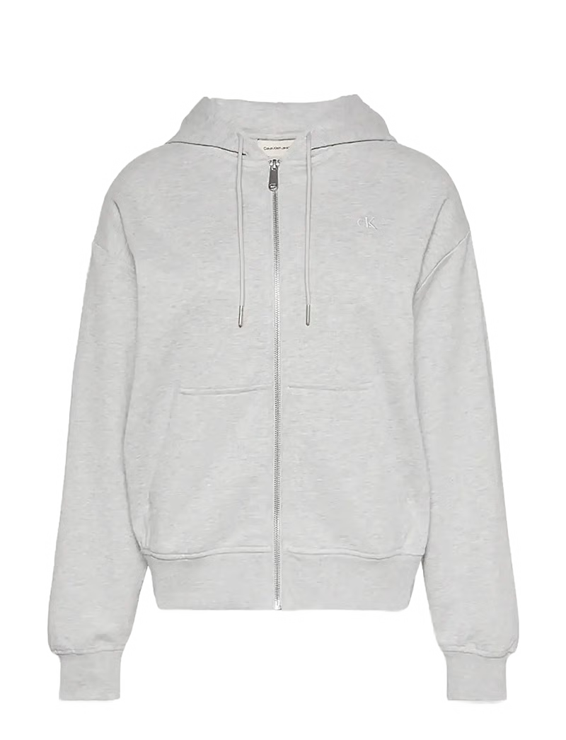 Calvin Klein Mens Archive Logo French Terry Hoodie In Grey